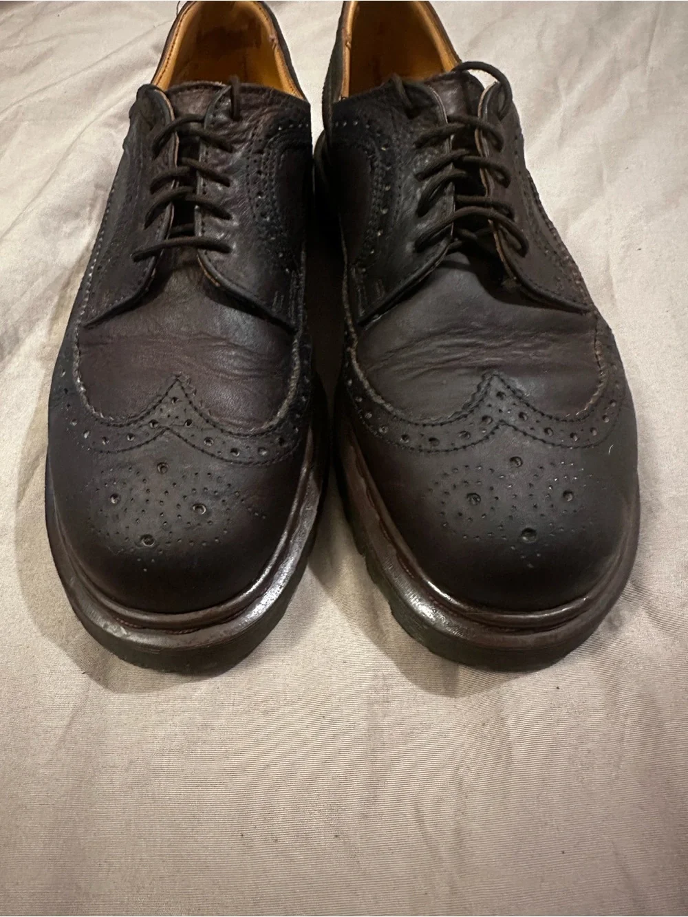 Vintage Dr Martens 3989 Shoes Mens 9 UK 8 Y2k Brown Wingtip Made In England 90s